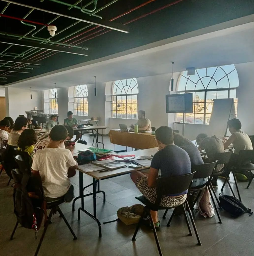 Young people participating in a Graphic Novels Library Malta workshop
